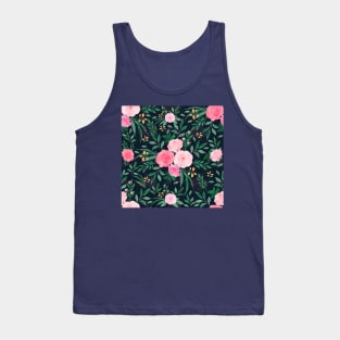 Elegant Blue Pink Rose Floral watercolor Painting Tank Top